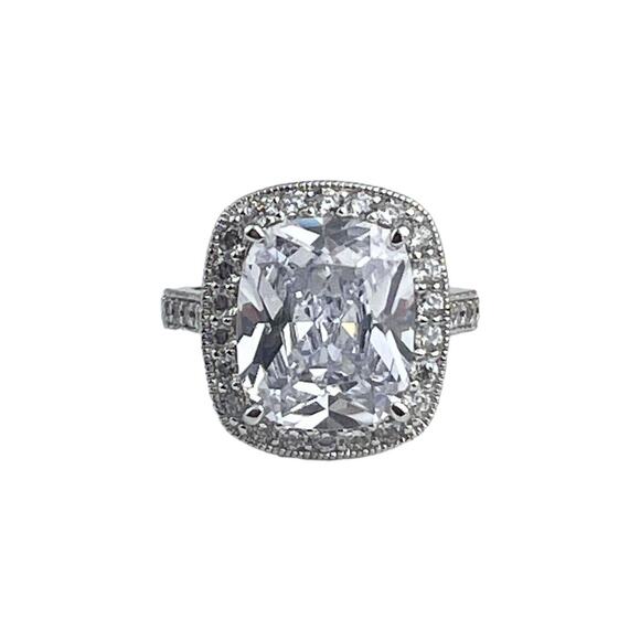PAJ Sterling Silver CZ Ring Size 7 Hallo Surround Scroll Design - Picture 1 of 13